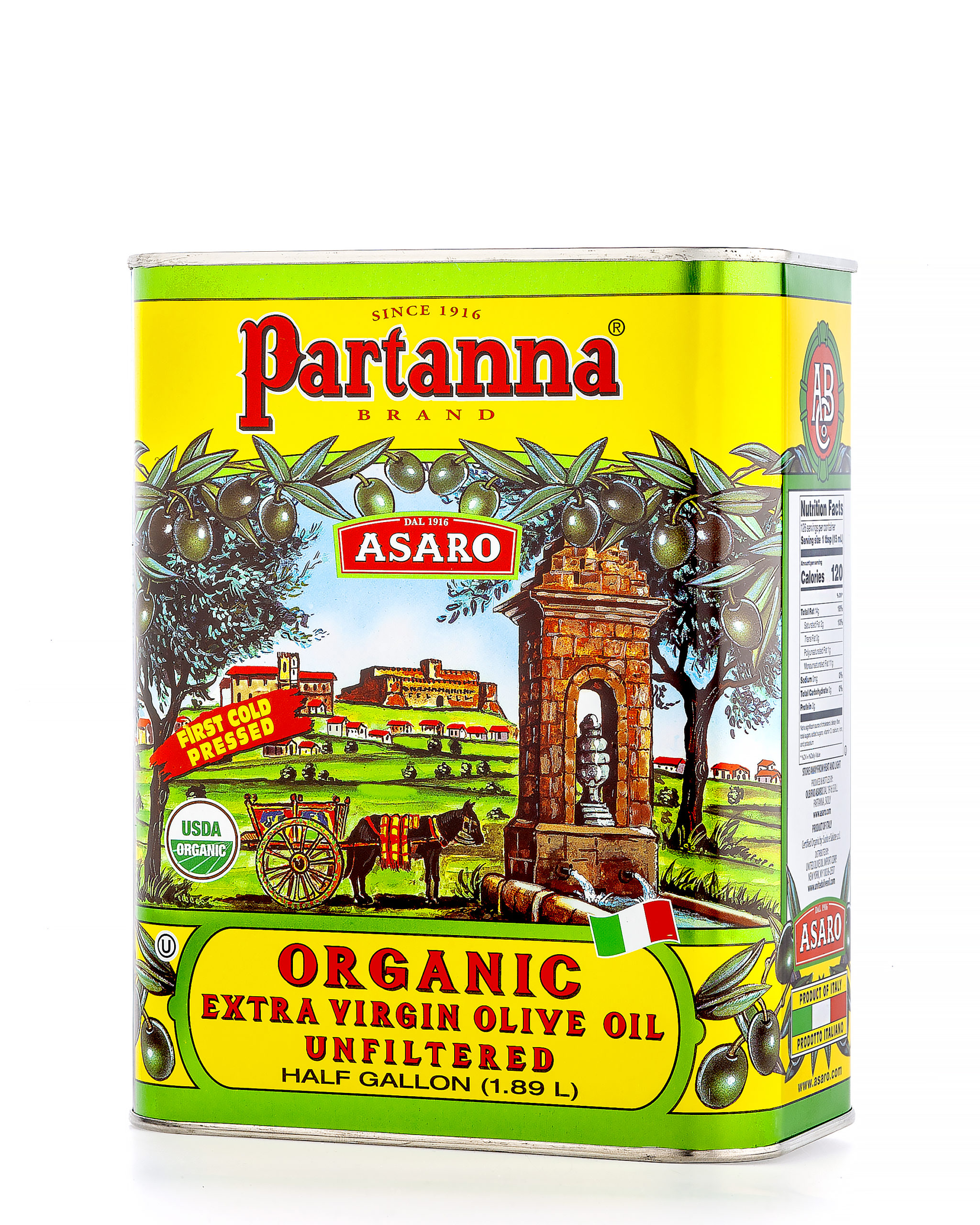 Partanna EVERYDAY USDA ORGANIC UNFILTERED Extra Virgin Olive Oil